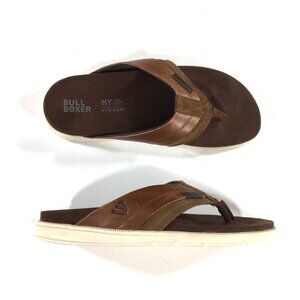 Bullboxer Flip Flop Sandals Mens Size 10 EUR 43 Cognac Brown Leather